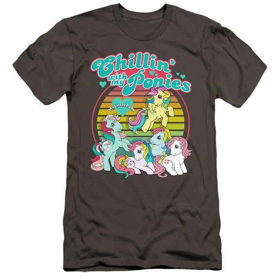 My Little Pony Retro Chillin With My Ponies HBO S/S Adult 30/1 T-Shirt Charcoal