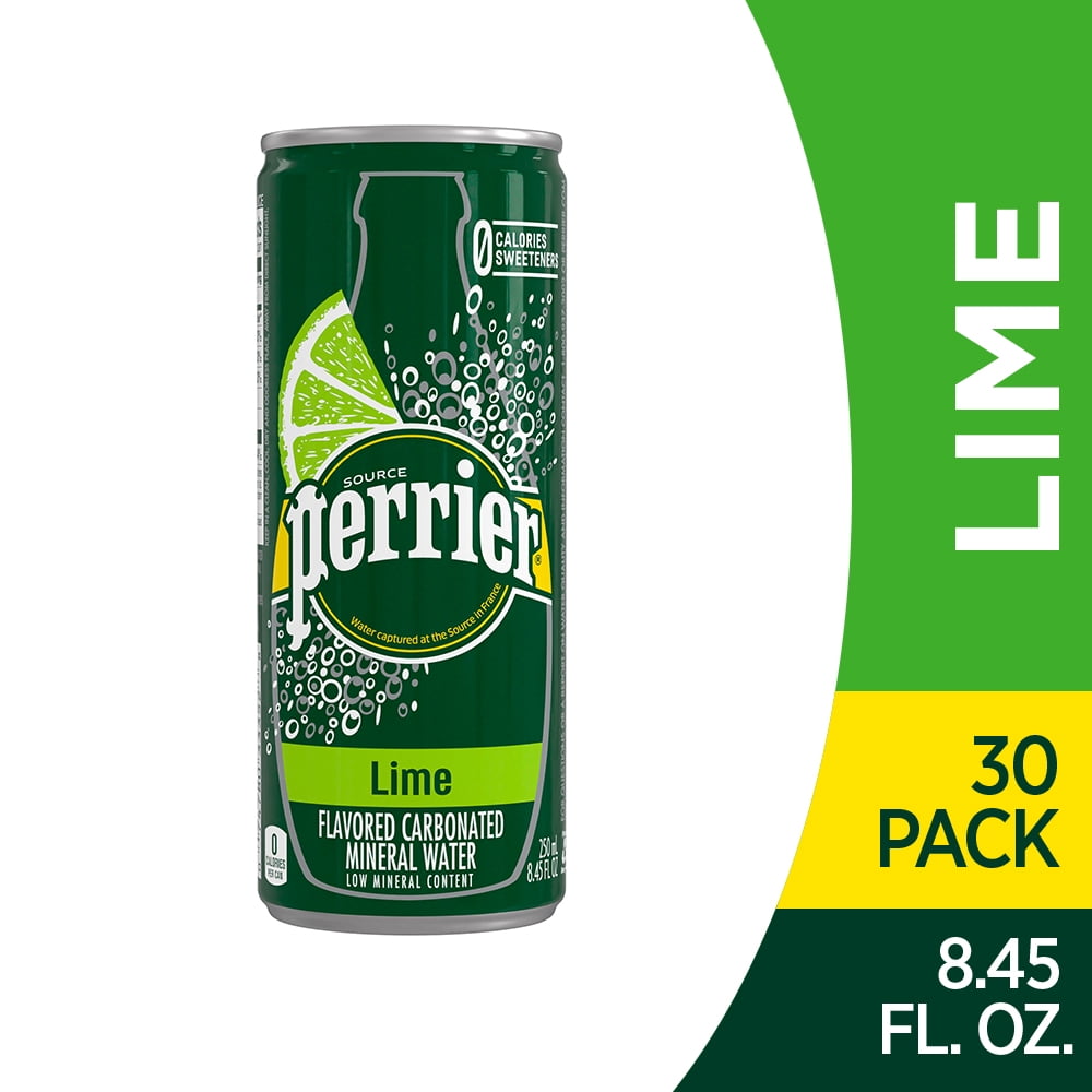 Perrier Lime Flavored Carbonated Mineral Water, 8.45 fl oz. Slim Cans