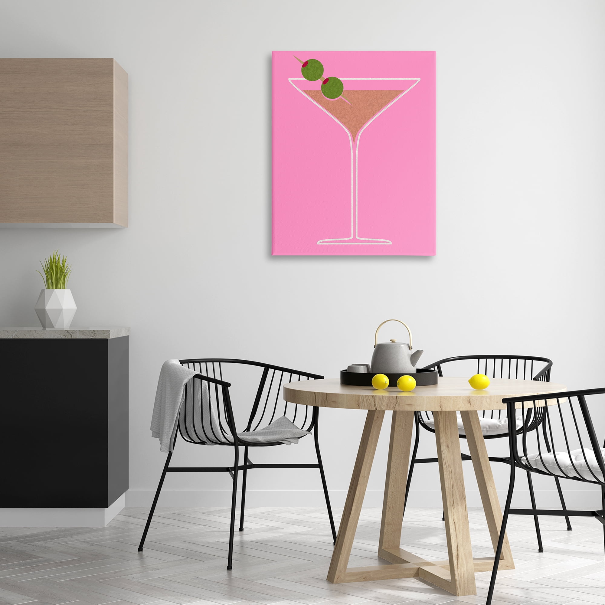 Stupell Industries Dirty Martini on Pink Food & Beverage Painting Gallery Wrapped Canvas Art Print Wall Art, 30 x 40