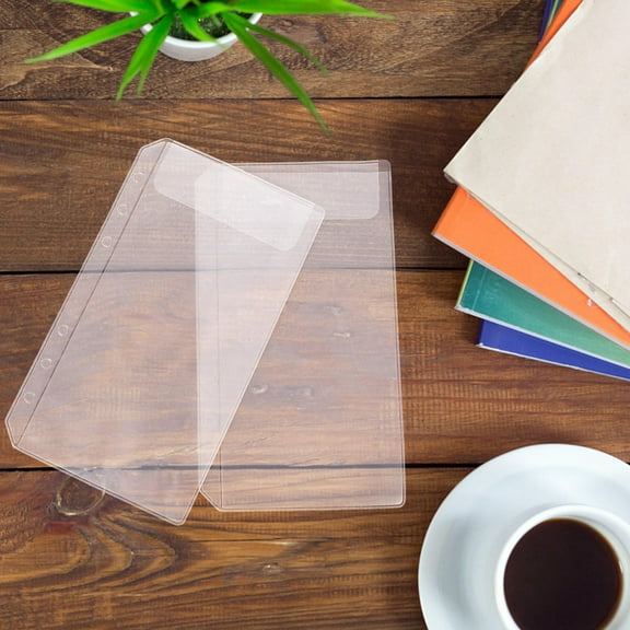 OUNONA 20 Pcs  A5 Binder Pocket Clear Binder Envelope Double Holes Loose Leaf Binder Filing Storage Bags Paper File Letter Sheet Protector for Office Home School