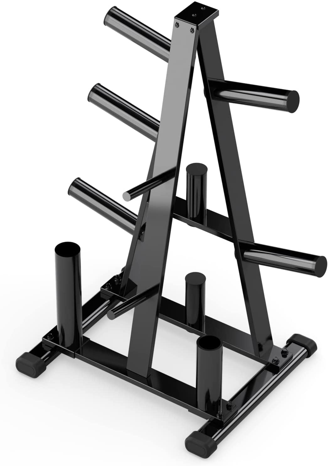 Weight Plate Rack 2-Inch Olympic Gym Tree Stand Holder Black Steel 500-Pounds 