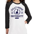 thumbnail image 2 of Silly Goose University Three-Quarter Raglan Sleeve Baseball Shirt Unisex 2X-Large White/Black, 2 of 5