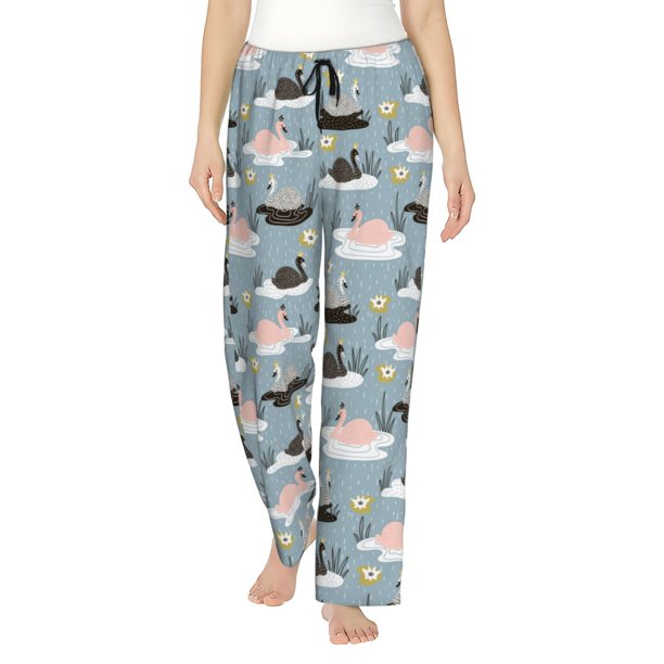 Fotbe Swan Princess On Lake Pantalones de Pijama para Mujer, Pantalones de Dormir, Pantalones Pj con Cordón y Bolsillos-X-Large