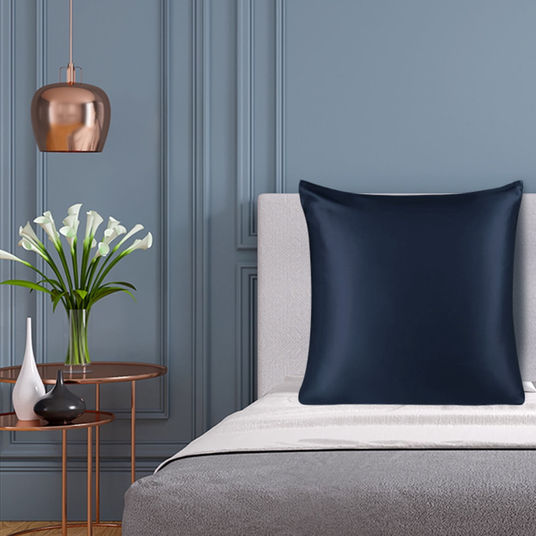 PiccoCasa Silk Pillowcase for Hair and Skin, 22 Momme Silk Pillow Cases Covers with Zip King Navy
