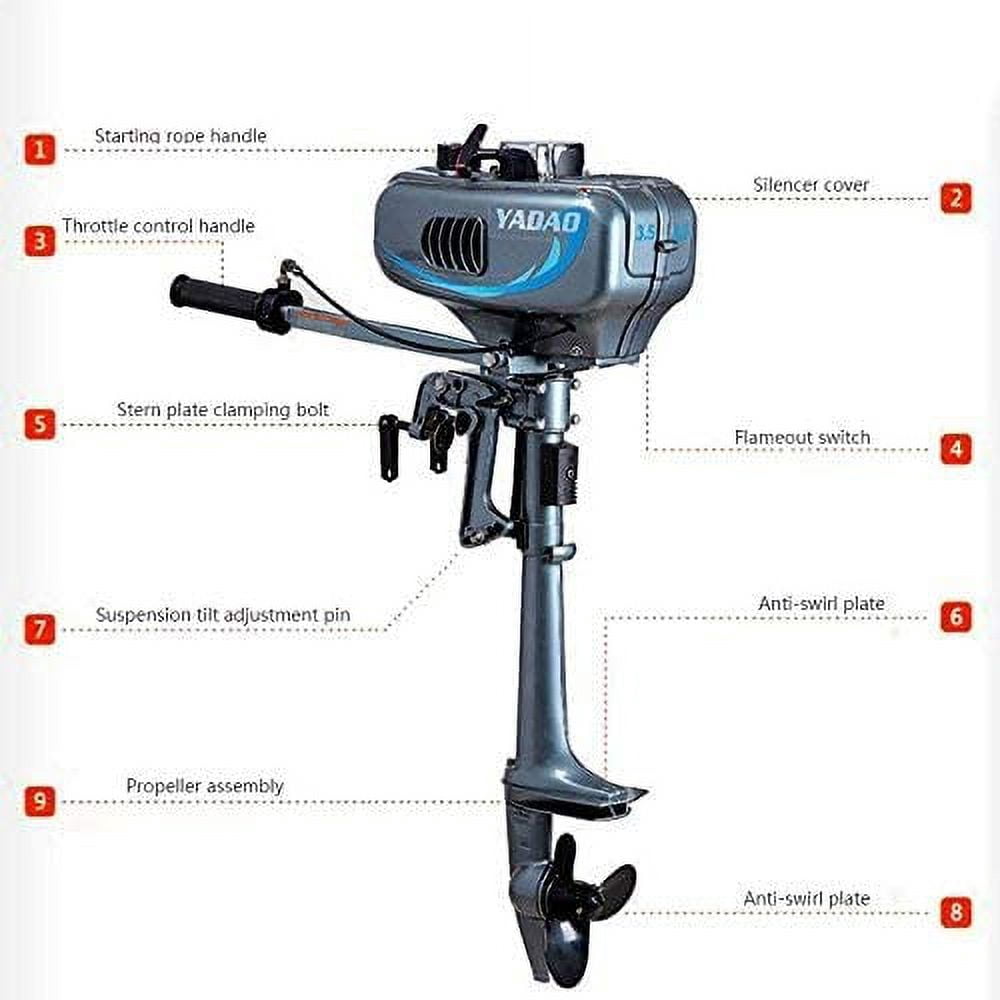 Miumaeov YADAO 3.5HP 2 Stroke Outboard Motor Inflatable Fishing Boat Engine with CDI Water Cooling