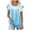 Light Blue, variant on Women's Tops Square Neck Flowy Pleated Short Petal Sleeve Shirts Gradient Summer Casual Loose Comfortable Tee (XL, Sky Blue)