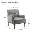 thumbnail image 6 of Wooden Armchairs set of 2 Nailhead Trim Carved Legs Comfy Accent Chair Tufted Back Home Living Room Grey, 6 of 6
