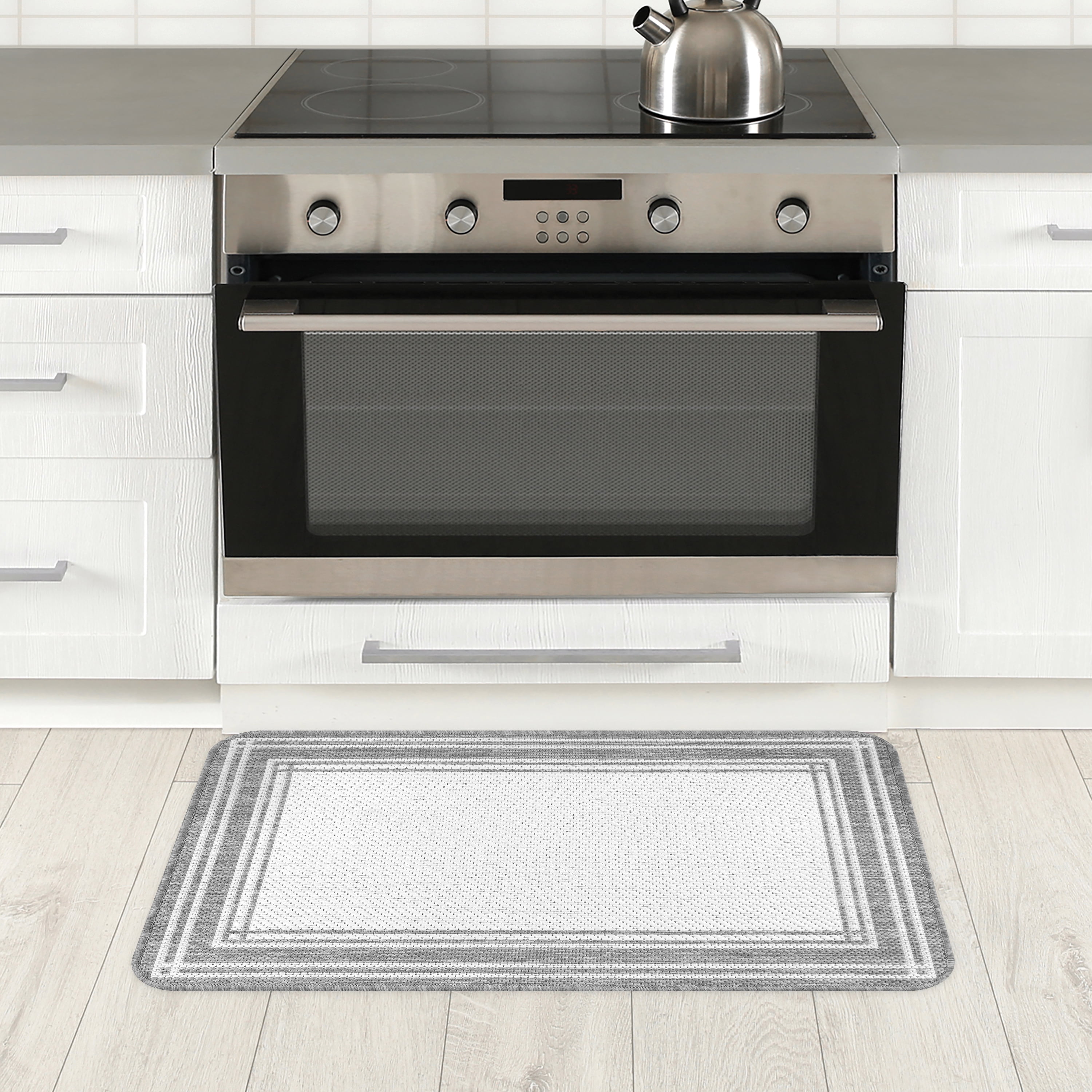 Mainstays Décor Frame Woven Kitchen Mat, Gray, 20" x 32"
