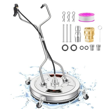 DAIMOT 24" Pressure Washer Surface Cleaner with 4 Wheels - Stainless Steel Dual Handle Surface Cleaner for Pressure Washer Attachment for Concrete, Patio, Sidewalk, Deck and Driveways