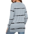 thumbnail image 2 of Sweat-shirt Décontracté à Col Rond à Manches Longues Imprimé à Rayures et Mollet, 2 of 6