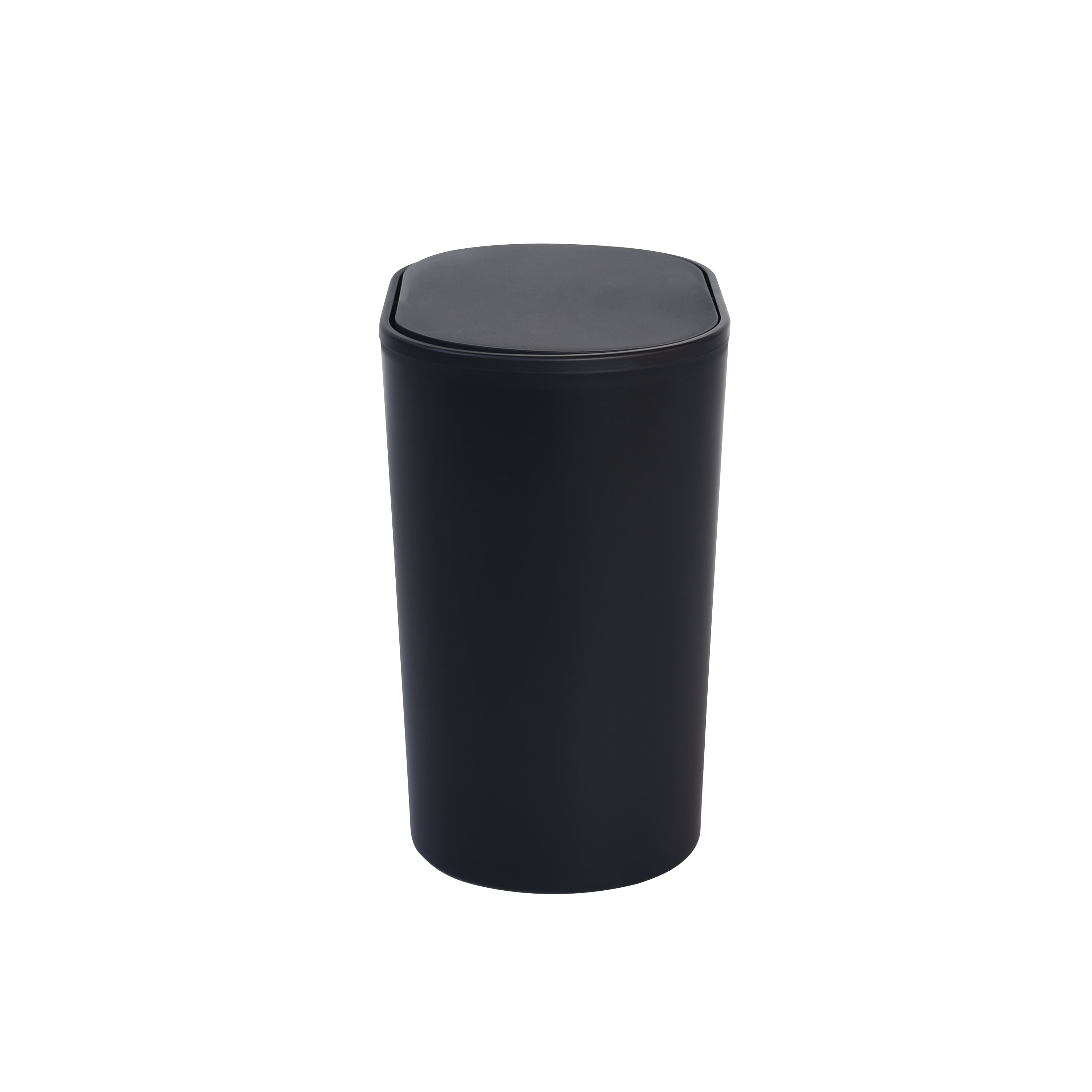 Mainstays Flip Top Wastebasket Black Plastic Modern Compact Sleek
