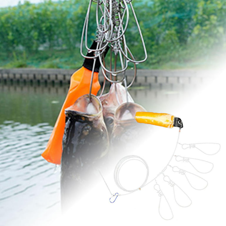  OXDFNZU Fishing Stringer Live Fish Lock, Stainless Steel Fish  Stringer Clip, Big Fish 10 Meters Wire Rope Cable with Float and Plastic  Handle, Fishing Holder Kit with High Strength 10