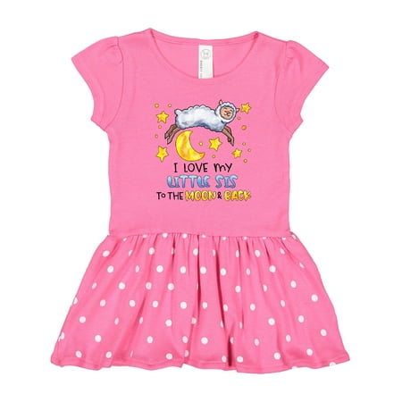 

Inktastic I Love My Little Sis to the Moon and Back Cute Sheep Gift Toddler Girl Dress