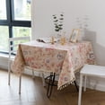 thumbnail image 6 of SIELUNO Tablecloths for Round And Rectangle Tables,Peony Printed Tablecloth with Fringe Retro Table Cloths, 6 of 9