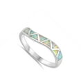 thumbnail image 4 of CHOOSE YOUR COLOR White Simulated Opal Wave Criss Cross Triangle Thumb Sterling Silver Ring CZ Female Size 8, 4 of 4