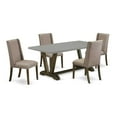 thumbnail image 2 of East West Furniture V-Style 5-piece Dining Set in Brown/Dark Khaki/Cement, 2 of 6