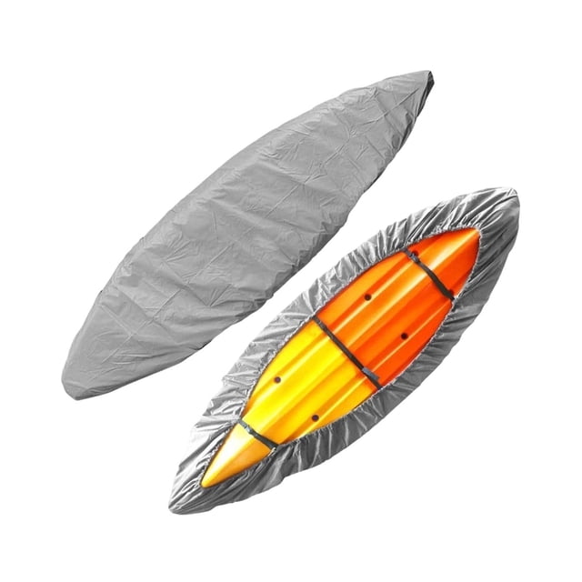 1 Pce Housse de Protection pour Kayak 13 Pieds de Rangement Extérieur Toutes Saisons avec Cordon de Serrage Réglable et Boucle pour s'Asseoir sur le Dessus et s'Asseoir à l'Intérieur des Kayaks Gris