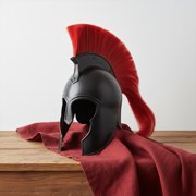 SZCO Corinthian Style Black Helmet with Red Plume Handmade Decorative Helmet for Costume, Display, Cosplay & Collector Use