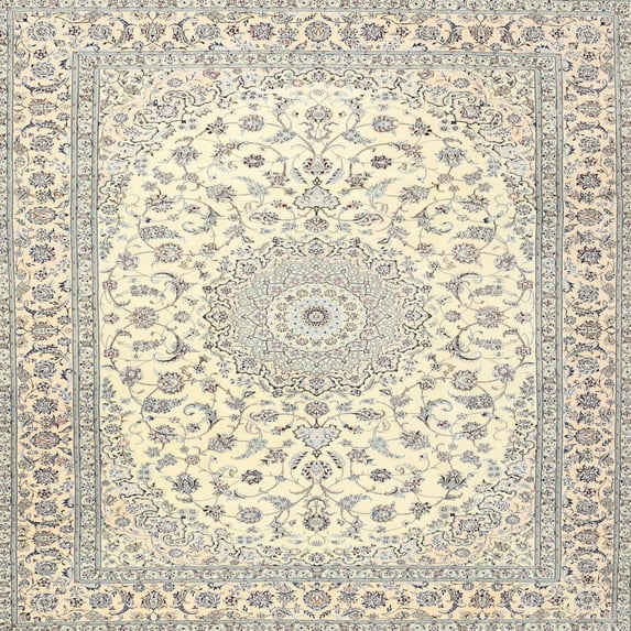 Ahgly Company Indoor Square Traditional Rosy Brown Pink Medallion Area Rugs, 4' Square