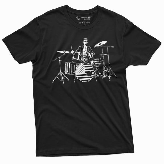Drummer T-Shirt Abraham Lincoln Drumming Music Band Tee 4Th Of July Patriotic Usa Shirt