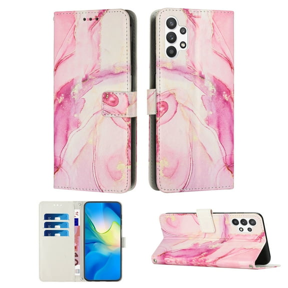 Mantto Fit for Samsung Galaxy A13 4G 6.6 inch Case with Wrist Strap,Marble Pattern Design PU Leather with Credit Card Slots & Stand Magnetic Clasp Flip Wallet Phone Case,Rosegold