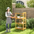 thumbnail image 4 of Gymax Outdoor Wood Garden Shelf 3-Tier Ladder Plant Stand w/ Weatherproof Asphalt Roof, 4 of 10