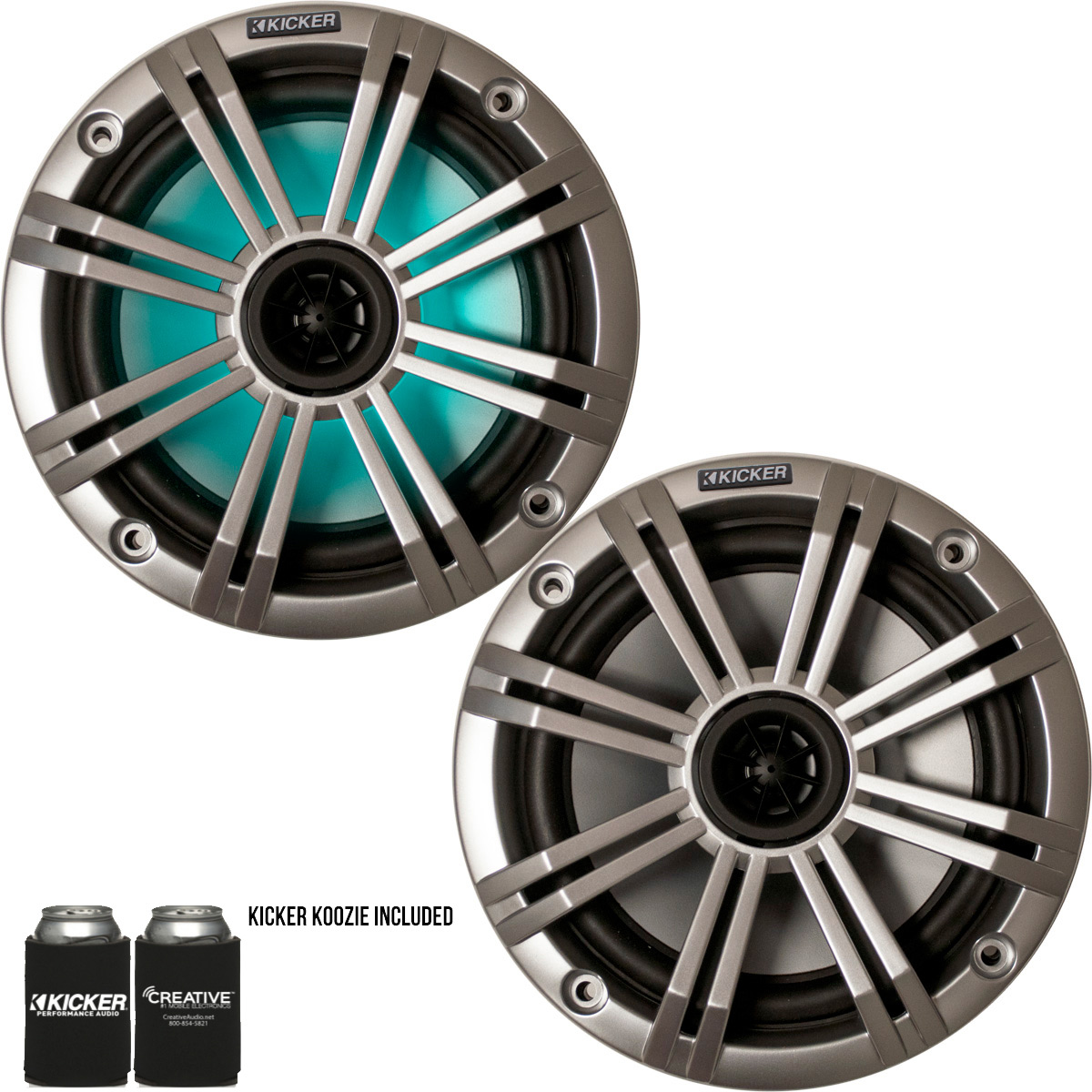 Kicker 6.5" Silver LED Marine Speakers (QTY 2) 1 pair of OEM