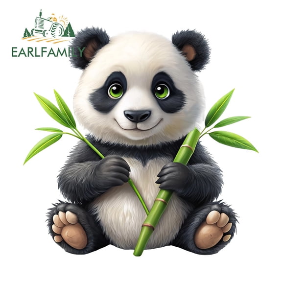 EARLFAMILY Panda Car Stickers Motorcycle Windows Helmet Trunk Waterproof Vinyl Decal Scratch-Proof Fashionable Car Styling