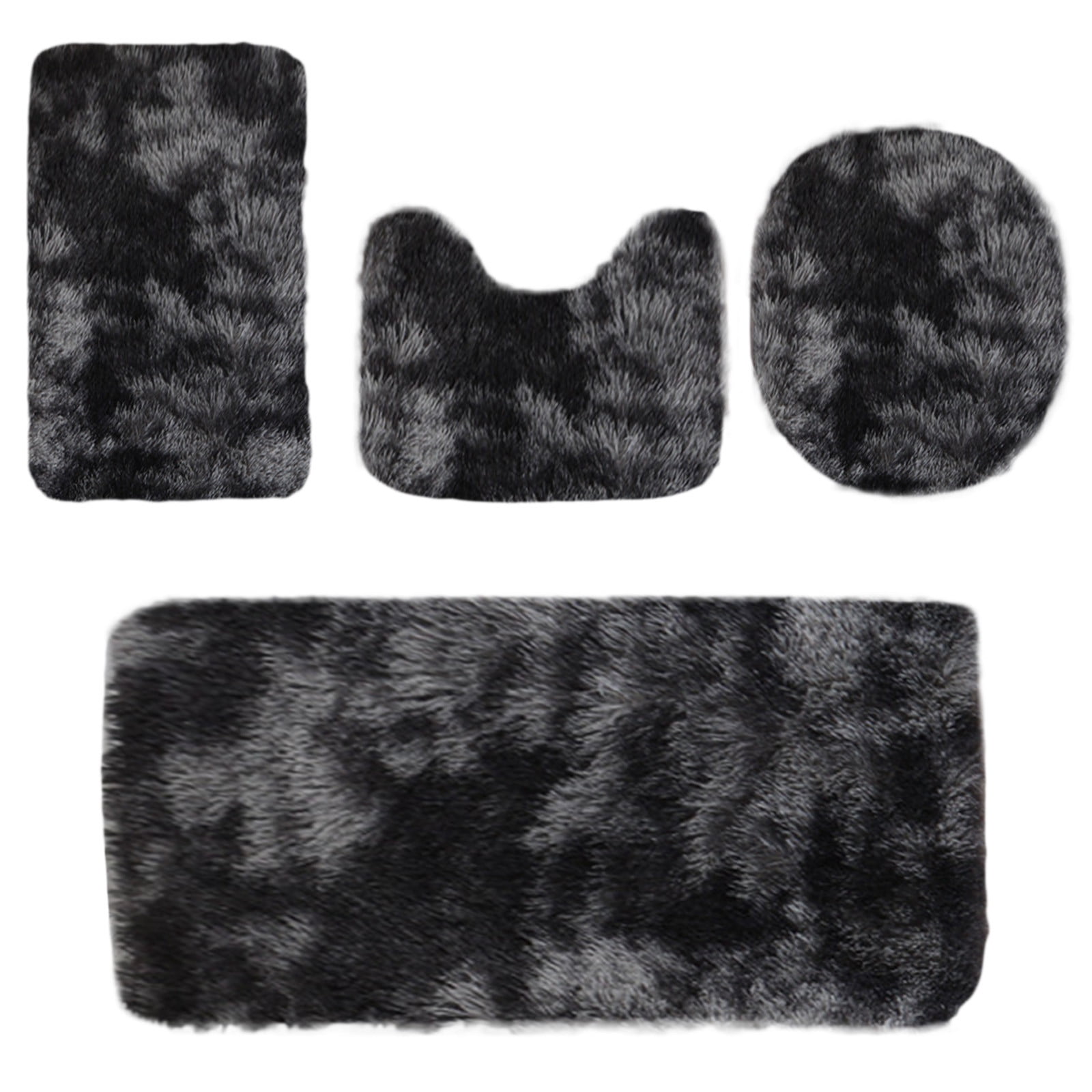 BVXEEP Bath Mat, Bathroom Rug, Mixed Colors Bath Mats 4 Set Bathroom Rugs for 4 Pcs Toilet Mats Universal Soft Comfortable Water Absorption Non-Slip Thick Machine Washable Easy Dry Dark Color