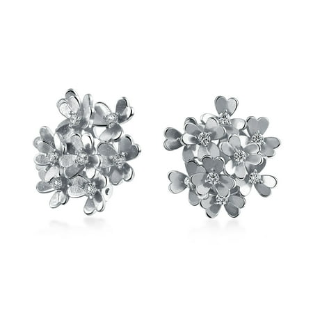 - Silver 3 Leaf Clover Flower Clip On Rhodium Plated Earrings