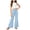 Blue, variant on BFHHYA Girl Cotton Linen 2-Piece Outfits Sleeveless Cropped Tank Top Flare Leg Pant Casual Summer Sets for Kids Size 4-14 Years