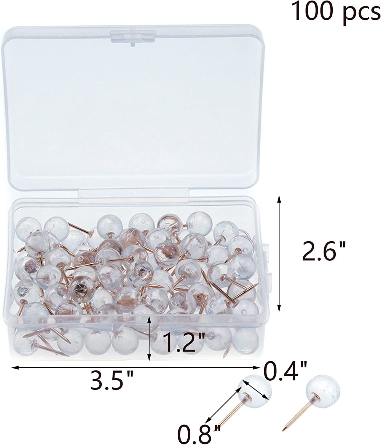 Clear White Push Pins Rose Gold Tips / Gold Tips 50 Pc 