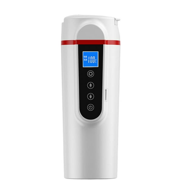 Taza de viaje para coche con calefacción inteligente, taza de café con control de temperatura, botella de viaje automática para Pantalla grande blanca