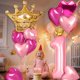 thumbnail image 5 of Set de globos princesa Florisland 40" rosa con corona 8, 5 of 6