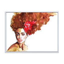Designart 'Portrait of Young African American Woman II' Modern Framed Canvas Wall Art Print