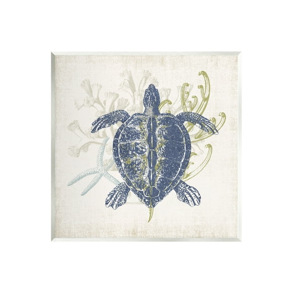 Stupell Industries Detailed Sea Turtle Layered Coral Aquatic Life Graphic Art Unframed Art Print Wall Art, Design by Victoria Barnes