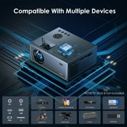 5G/2.4G WiFi & Bluetooth Projector, 1080P LED Home Theater, 4K Support, 300 Display, Keystone, Built-in Hi-Fi Speaker