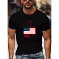 thumbnail image 1 of Men's Patriotic 4th of July T-Shirt - Casual Crew Neck, American Flag & Fireworks Print, Short Sleeve, Machine Washable, American Flag Clothes, 1 of 7
