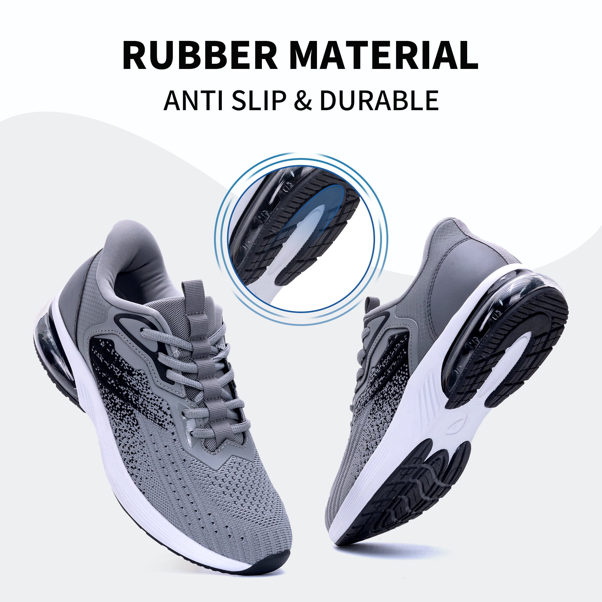 BROYON Men’s Air Walking Shoes，Slip-on Sneakers Comfortable Breathable Training Tennis Gym Workout Jogging Fashion Athletic Running Shoes US 7-13