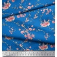 thumbnail image 3 of Soimoi Blue Cotton Duck Fabric Roses & Ranunculus Floral Printed Fabric 1 Yard 44 Inch Wide, 3 of 3