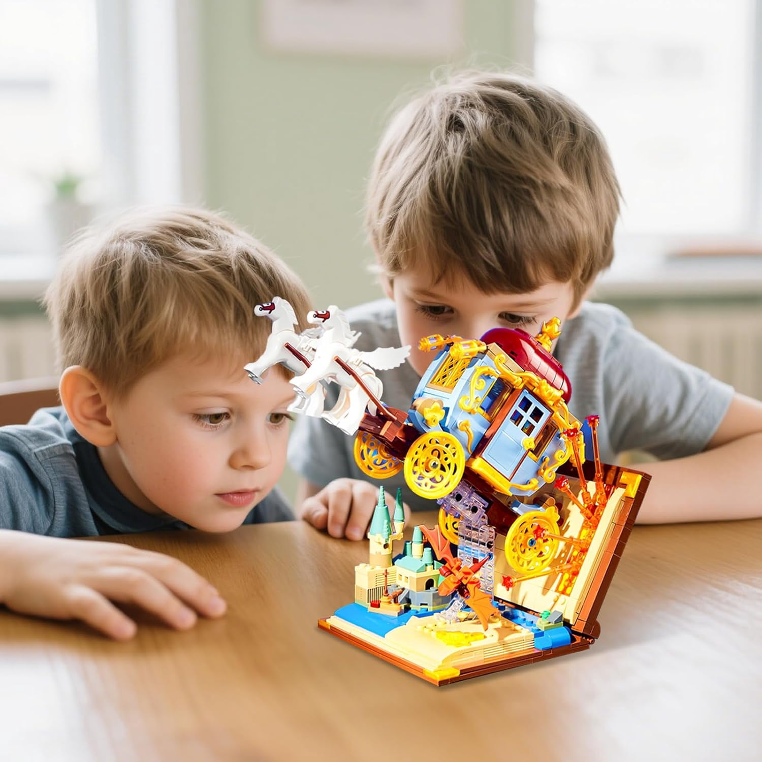 GZBrick Magic World Potter Flying Carriage Building Sets Horse with Harry Book Compatible with Lego for Boys Girls 712PCS