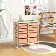 thumbnail image 2 of Gymax 12-Drawer Rolling Storage Cart w/ 2 Sizes Plastic Drawers Skin Pink, 2 of 10