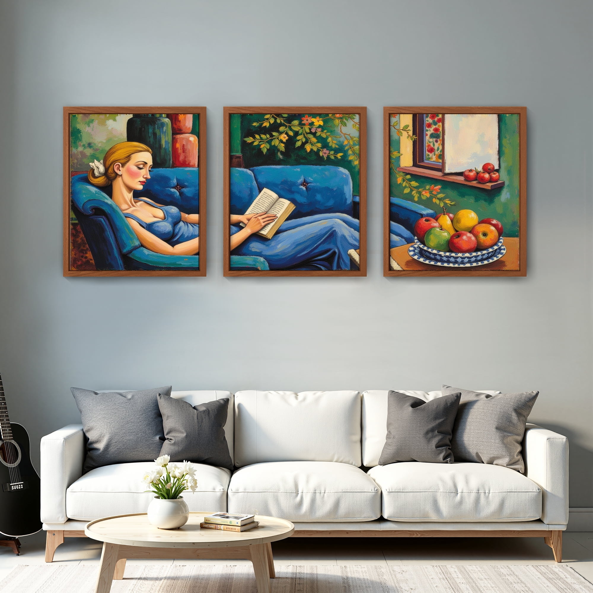 MAYEERTY Modern Abstract Wall Art Painting, Living Room Decor, Brown MDF Frame, 23.6"x15.8"