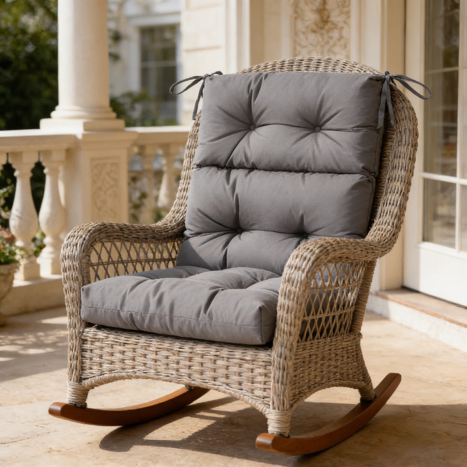 Outdoor High Back CHAIR Cushion Waterproof Patio Rocking CHAIR Replacement Pad Dark GREY 44x21 Inch 1 Count