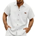 thumbnail image 2 of Maqroz Men's Short Sleeve Knit Button Down Shirt Casual Summer Beach Shirt Lightweight Breathable Textured Dress Shirt with Pocket for Vacation Travel, 2 of 7