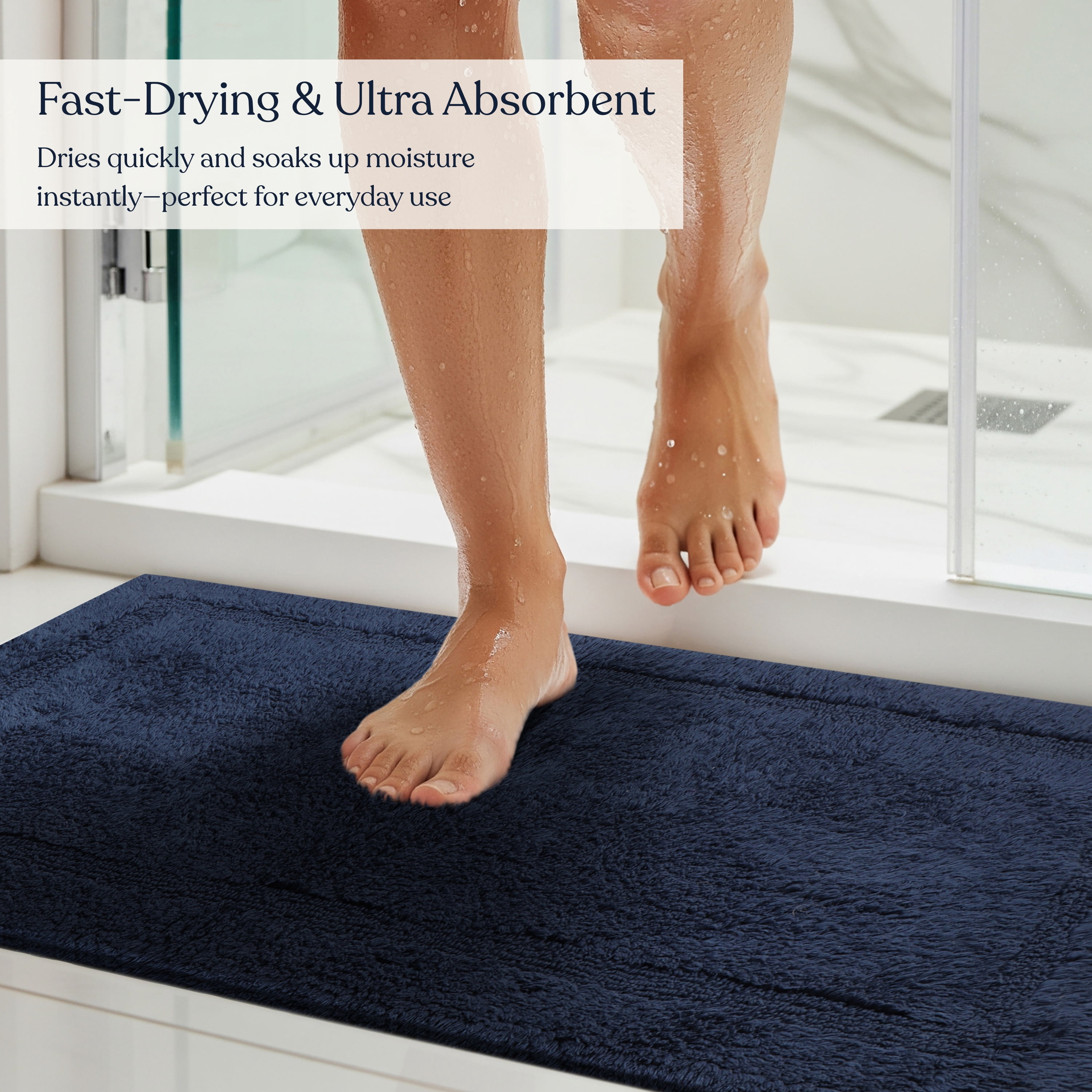 Delara Organic Cotton Reversible Bath Mat – 3000 GSM, GOTS Certified, Ultra-Thick & Super Absorbent | Soft, Plush & Quick-Drying Bathroom Rug