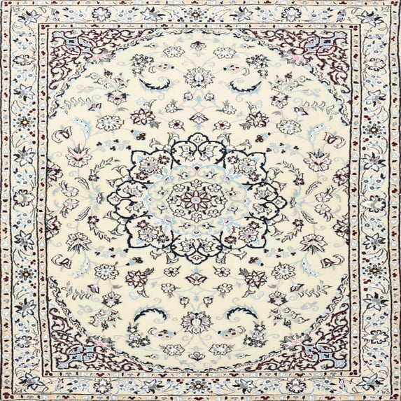 Ahgly Company Machine Washable Indoor Square Traditional Champagne Beige Area Rugs, 7' Square
