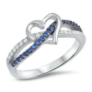 CHOOSE YOUR COLOR Blue Simulated Sapphire Infinity Knot Promise Heart Ring .925 Sterling Silver Band