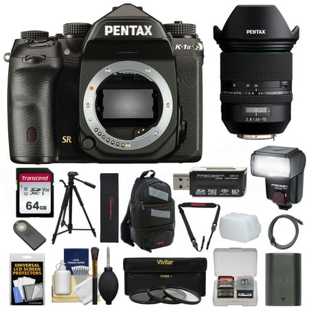 Pentax K-1 Mark II Full Frame Wi-Fi Digital SLR Camera Body with 24-70mm f/2.8 Lens + 64GB Card + Battery + Flash + Backpack + Tripod +