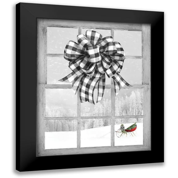 Deiter, Lori 12x14 Black Modern Framed Museum Art Print Titled - Christmas Sleigh with Bow